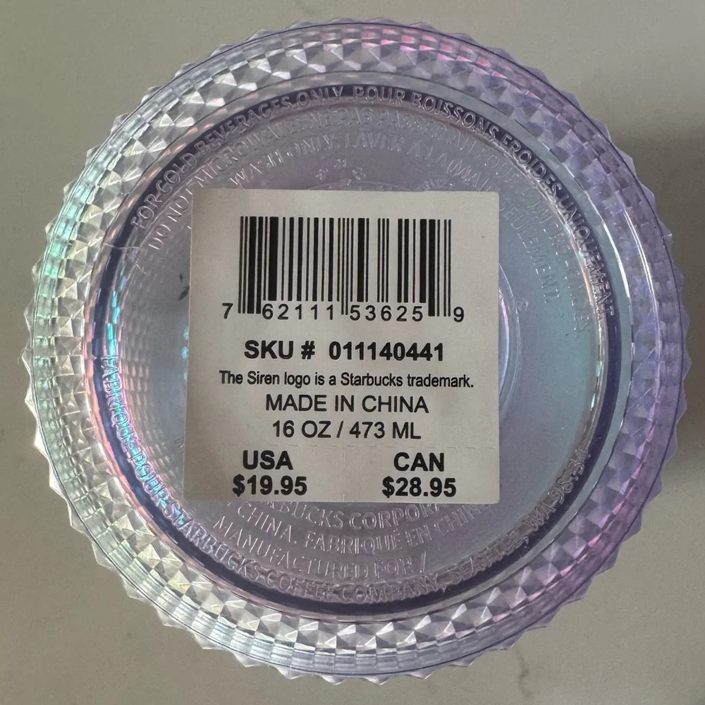 Starbucks Reusable Cold Cup 16 oz Iridescent Bling NWT